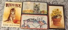 Vintage Lot Of 4 Cat Refrigerator Magnets , Watkins Bros, Say No To Ironing Etc picture