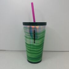 Starbucks 2021 Holiday Green Iridescent Waves Tumbler Cup 16 oz Christmas picture