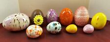 10 Vintage Multicolor Ceramic Easter Eggs & 1 Yellow Duck picture
