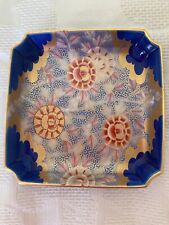 Fukagawa Japan Porcelain Plate Flowers Gold Blue Red Trinket 5 1/2