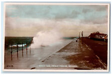 c1930's Rough Sea Meols Parade Hoylake Merseyside England RPPC Photo Postcard picture