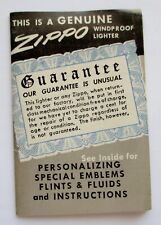 Vintage Original 1940’s-1950’s Zippo Lighter Guarantee Instruction Booklet picture