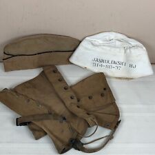 WW11 Soldier Canvas Leggings Army Air Corp Garrison Hat Navy Dixie Cup Hat Lot 3 picture