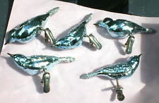 Lot of 5 Glass Clip On Blue Glittered Birds picture