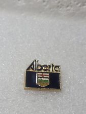 VTG Alberta Canada Flag Gold Toned Enamel Lapel Pin Single Post Clutch Back picture