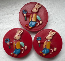 VINTAGE 1930's Casien Button KIDDIE button lot~ dressed up Bunny rabbit~21mm~02 picture