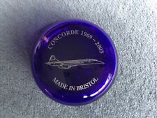 British Airways Concorde Made in Bristol Blue Glass Paperweight 1969-2003 Ltd Ed picture