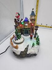 Puleo LED Resin House Christmas with Rotating Christmas Tree 5.5x5.5x7.4