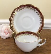 So Cute Small Red & Gold Trim Teacup & Saucer by Renner of Porto Alegre Brazil picture