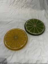 Vintage 1960s Acrylic Lemon And Lime Trivets picture