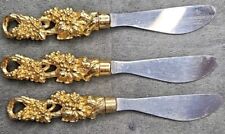 Vintage Arthur Court Set Of 3 Cheese Spreaders  Goldtone Grapevine picture