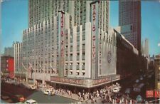 c1960 Radio City Music Hall New York City taxis autos crowds postcard C582 picture