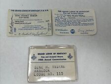 1980's Masonic Grand Lodge of Kentucky Member Card ID Badge Vintage picture