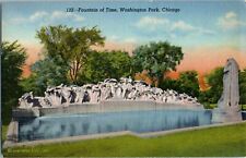 VTG. 1941 Fountain of Time Washington Park Chicago Illinois Curt Teich 1B-H2111 picture