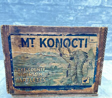 VINTAGE MT. KONOCTI LAKE COUNTY BARTLETTS FRUIT CRATE W/PAPER LABEL picture