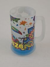 BELIZE Parrot Toucan Colorful Tropical Mug Tankard Frosted Glass 5.5