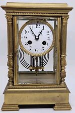 Antique Vincenti et Cie French Victorian Brass & Glass Crystal Regulator Clock picture