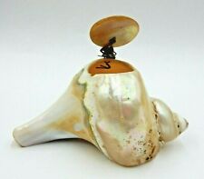 ANTIQUE 19TH CENTURY VICTORIAN MOTHER OF PEARL HINGED SEASHELL INKWELL COVER picture