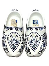 Junora Dutch Clogs Hand Painted Delft Design On Holland Wood Shoes 16cm/ Size 25 picture