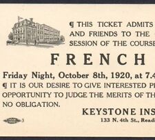 Reading Pennsylvania Keystone Institute School French Lesson Business Trade Card picture