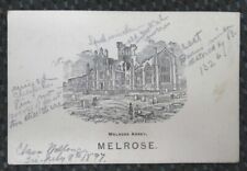 1897 antique GEORGE & ABBOTSFORD HOTEL melrose scotland advertising card abbey picture