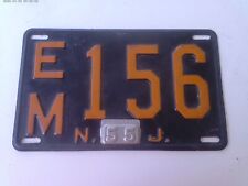 New Jersey 1955 License Plate EM 156 Original Paint Nice Condition picture