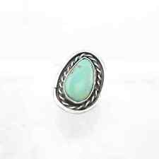 Vintage Native American Sterling Silver Ring Turquoise, Rope Border Blue Size 7 picture