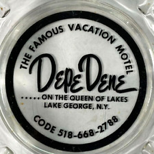 Vintage Glass Advertising Ashtray DEPE DENE Motel Lake George NY New York picture