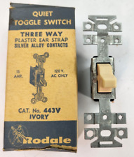 Vintage Rodale #443V Quiet Toggle Switch Three Way 15 A 125 V Ivory NOS picture