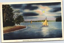 Greetings from Saybrook Connecticut Sail Boats c1945 Vintage Postcard H17 picture