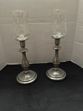 (Set of 2) Vintage Wilton RWP Armetale Candlestick Holders with Glass Votive picture