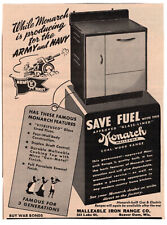 Monarch Coal Wood Range Malleable WW2 War Time 1943 Vintage Print Ad Original picture