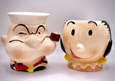VINTAGE CARTOON POPEYE & OLIVE OYL CERAMIC MUGS 1980 KING FEATURES SYNDICATE picture