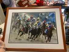 2004 Kentucky Derby winner signed+framed photo; Smarty Jones and Stewart Elliott picture