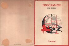 1952 May 29: R.M.S. QUEEN ELIZABETH vintage Cunard cruise ship PROGRAM OF EVENTS picture