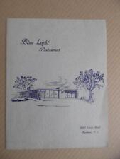 c.1950s Blue Light Restaurant Menu 1605 Erwin Road Durham North Carolina Vintage picture