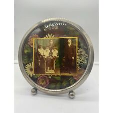 Antique Celluloid Photo in Stand Family Twins Floral Border picture