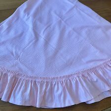 Vtg Round Ruffle Lace Table Skirt Cloth SEERSUCKER Shabby Chic Cottage Retro 80s picture