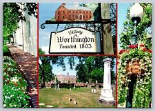 Village of Worthington OH Founded 1803 sign, Ohio Continental Postcard picture