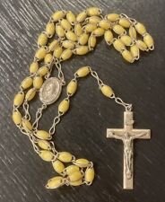 Vintage Sterling Silver & Cream Colored Rosary 21” Long picture