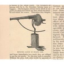 1880 Victorian Engraving Revolver Cannon & Circular Mitrailleuse 2v1-74 picture