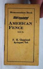 1926 Calendar Memoradum Book American Fence F.H.Cleveland Springport Indiana picture