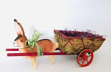 1920's Germany Paper Mache Easter Bunny Rabbit Candy Container Pulling Cart 14