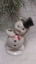Vtg 1940-50's E Rosen Hard Plastic Snowman w/Hat  3” Christmas  Candy Container picture