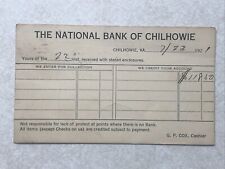 A1921 Postcard Postal Card The National Bank of Chilhowie VA Virginia 1921 picture