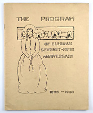 Elmira College 75th Anniversary Program 1855 To 1930 Elmira New York History picture