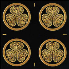 New SAMURAI Crest Makie Sticker Tokugawa Ieyasu Aoi Gold 0.94in 4pcs Japan picture