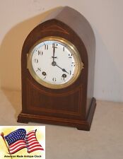 RESTORED SETH THOMAS ESSEX-1921 ANTIQUE TIME & STRIKE CABINET CLOCK IN MAHOGANY picture