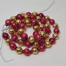 Vtg Red & Gold Mercury Glass Bead Garlands Set Of 2 Large Beads 28