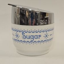 Vintage Gemco Pyrex Compatible Snowflake Garland Milk Glass Sugar Bowl W/ Lid picture